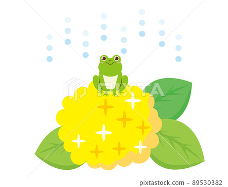 Cute frog hydrangea vector illustration 89530382