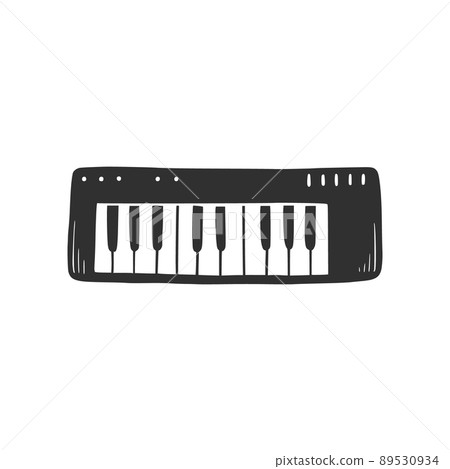 Hand drawn synthesizer. Doodle sketch style. 89530934