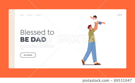 Dad Playing with Child Landing Page Template. Happy Father Character Tossing Up in the Air Little Baby. Family Fun Dad Playing with Child Landing Page Template. Happy Father Character Tossing Up in the Air Little Baby. Family Fun 89531047