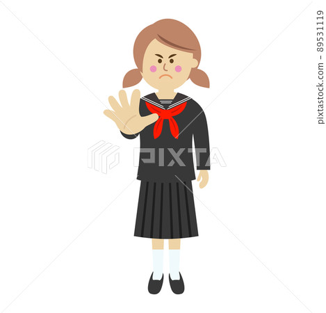 Illustration image of a girl student who refuses - Stock Illustration ...