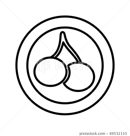 Icon Cherry Twins Casino Slot Machine line, editable stroke. Gambling symbol, object. Vector illustration 89532133