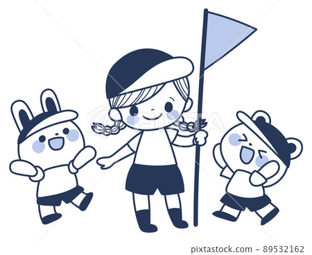 一個女孩享受運動會的簡單插圖 一個女孩享受運動會的簡單插圖 89532162