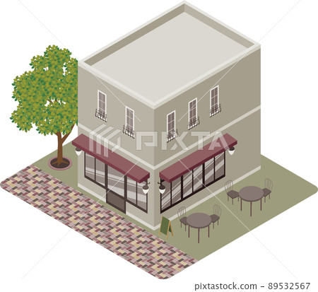 Isometric illustration of a chic sidewalk cafe 89532567