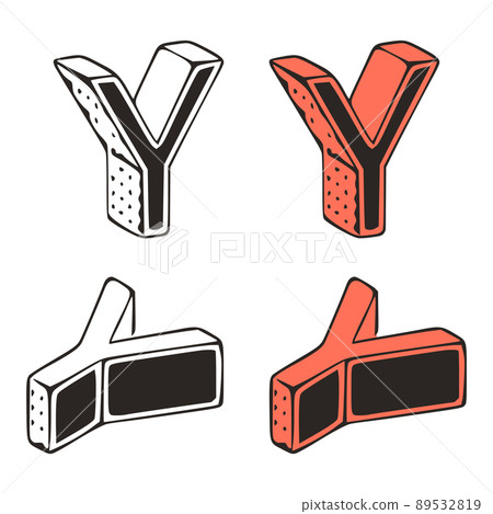 Isometric letter y doodle vector illustration on white background. Stylized letters clip art. Isometric letter y doodle vector illustration on white background. Stylized letters clip art. 89532819