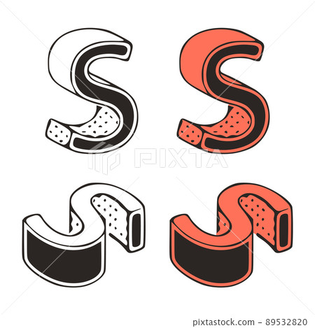 Isometric letter s doodle vector illustration on white background. Stylized letters clip art. Isometric letter s doodle vector illustration on white background. Stylized letters clip art. 89532820