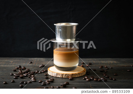 Hot milk coffee dripping in Vietnam style 89533109