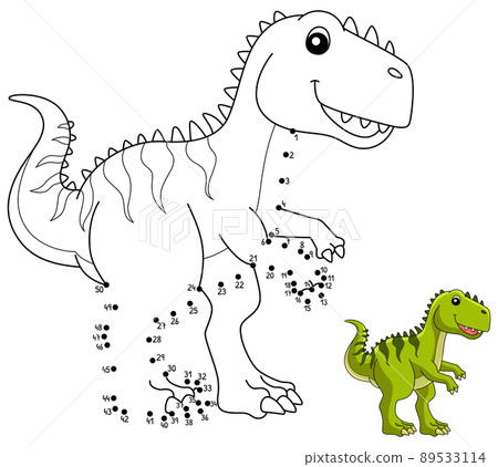 Dot to Dot Giganotosaurus Dinosaur Isolated  89533114