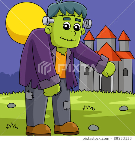 Frankenstein On Halloween Colored Illustration Frankenstein On Halloween Colored Illustration 89533133