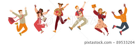 Happy students jump and joy 89533204