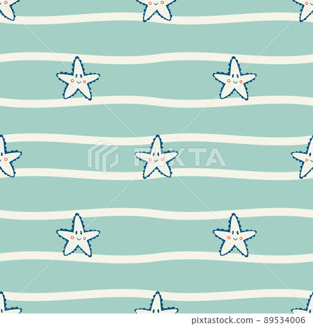 Vector hand drawn colored childish seamless repeating simple flat pattern with starfish in scandinavian style. Cute baby animals. Pattern for children with whales Vector hand drawn colored childish seamless repeating simple flat pattern with starfish in scandinavian style. Cute baby animals. Pattern for children with whales 89534006