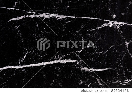 Nero Marquina marble stone slab in black and white color. 89534198