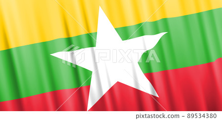 Wavy vector flag of Myanmar Wavy vector flag of Myanmar 89534380