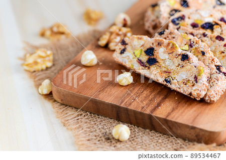 biscotti on wood plate, home made bakery and healthy food biscotti on wood plate, home made bakery and healthy food 89534467