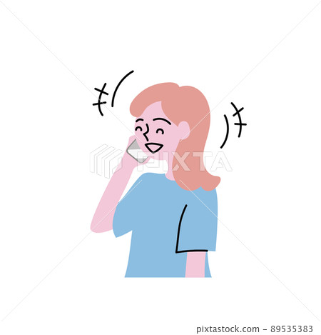 Illustration of a woman chatting and chatting on the phone of her smartphone Illustration of a woman chatting and chatting on the phone of her smartphone 89535383