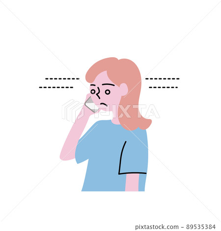 一名婦女在智能手機上接到可疑人員無聲電話的插圖 89535384