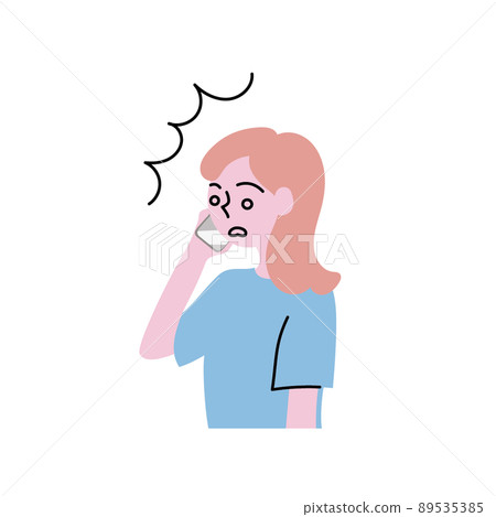 一位女性對智能手機手機上的意外消息感到驚訝的插圖 一位女性對智能手機手機上的意外消息感到驚訝的插圖 89535385