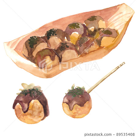 Takoyaki set watercolor material 89535408