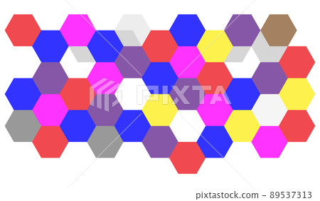 Colorful hexagon geometry isolated on white background. 89537313