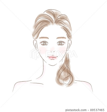 Illustration of a young woman's upper body Illustration of a young woman's upper body 89537465