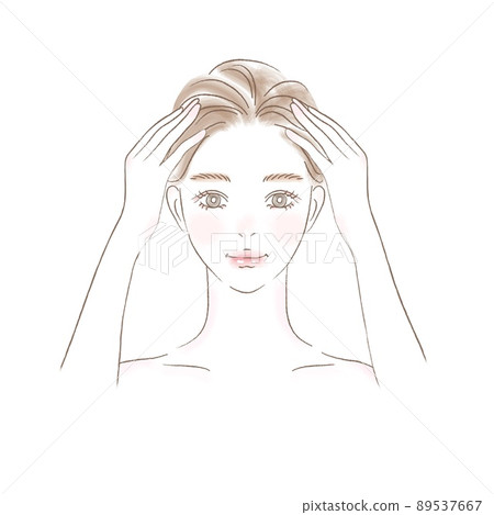 Illustration of a young woman's upper body 89537667