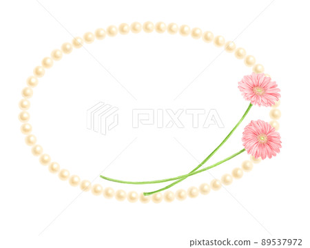 粉色非洲菊+橢圓珍珠框 粉色非洲菊+橢圓珍珠框 89537972