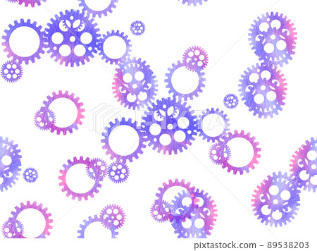 齒輪的水彩無縫背景 89538203