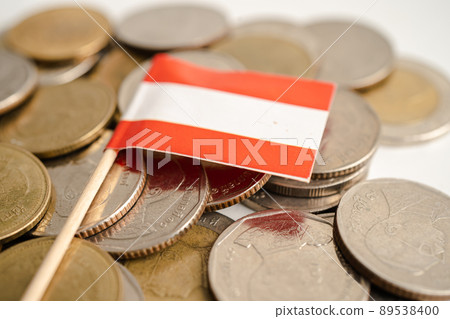 Stack of coins money with Austria flag, finance banking concept. flag, 89538400