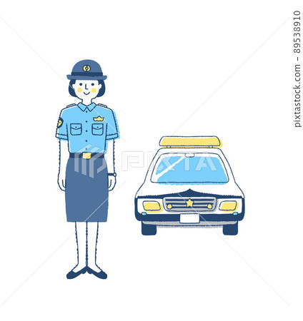 Female police officer and police car Female police officer and police car 89538910