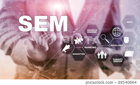 SEM Search Engine Optimization Marketing Ranking Traffic Website Internet Business Technology Communication Concept 89540664