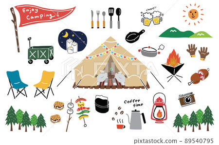 Camping glamping outdoor icon hand drawn illustration 89540795