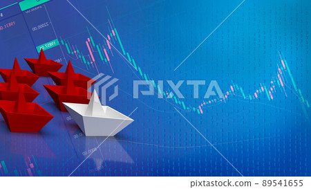 white paper boat and red  for business concept 3d rendering 89541655