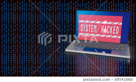The laptop on digital background for system hacked for technology concept 3d rendering. The laptop on digital background for system hacked for technology concept 3d rendering. 89541660