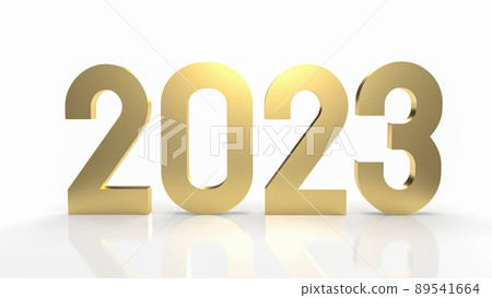 number 2023 gold on white background 3d rendering. number 2023 gold on white background 3d rendering. 89541664