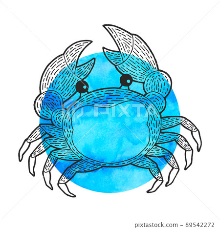 crab cancer zodiac astrology horoscope symbol sign logo icon design in water element color art background watercolor painting cartoon drawing illustration fortune 89542272