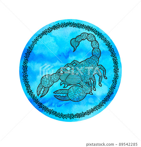 scorpio zodiac astrology horoscope symbol sign logo icon design in water element color art background watercolor painting cartoon drawing illustration fortune 89542285