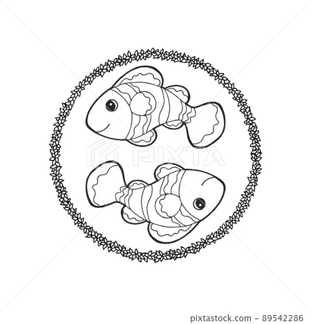 pisces zodiac astrology horoscope symbol sign logo icon design in water element color art background watercolor painting cartoon drawing illustration fortune 89542286
