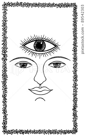human face third eye art watercolor painting illustration design drawing abstract mind mental spiritual power chakra symbol logo background 89542303