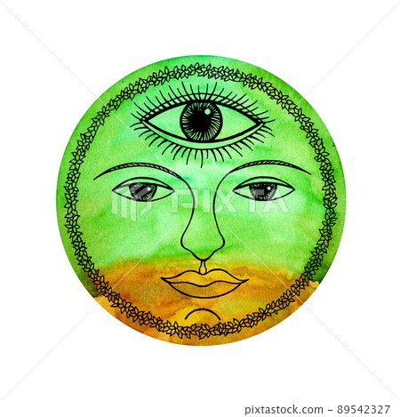 third eye earth face abstract art mind spiritual color watercolor painting illustration design drawing nature 89542327