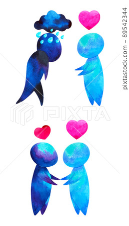 two human compassion empathy love heart understanding abstract art watercolor painting illustration design drawing cartoon symbol positive emotion 89542344