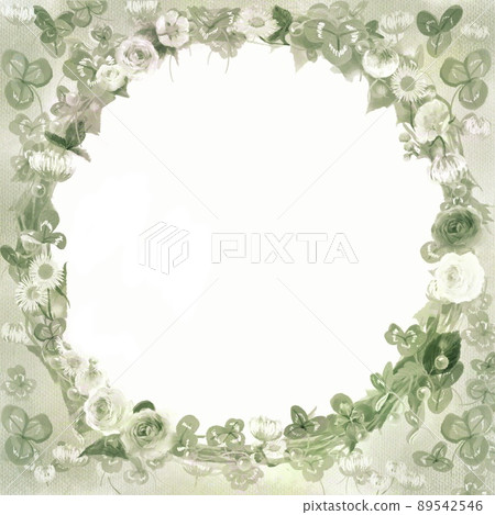 四葉三葉草和白三葉草的水彩風格卡框插圖 四葉三葉草和白三葉草的水彩風格卡框插圖 89542546