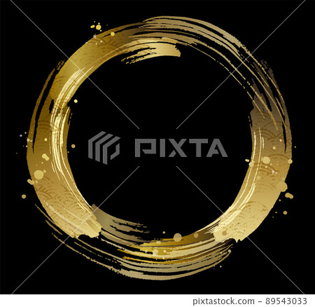 Golden brush ring black background with grunge wavy pattern 89543033