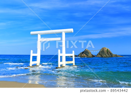 [Fukuoka Prefecture] Sakurai Futamigaura's Meotoiwa and Shiratori in fine weather 89543442