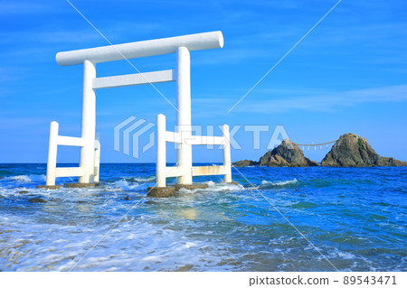 [Fukuoka Prefecture] Sakurai Futamigaura's Meotoiwa and Shiratori in fine weather 89543471