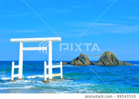 [Fukuoka Prefecture] Sakurai Futamigaura's Meotoiwa and Shiratori in fine weather 89543510