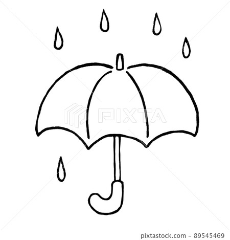 Umbrella and rain hand drawn illustration 89545469