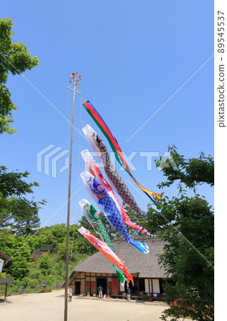 Carp streamer, Dragon Boat Festival, Satsuki sky, carp streamer swimming in the blue sky 89545537