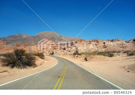 empty road on desert landscape, dry mountainous area, road trip empty road on desert landscape, dry mountainous area, road trip 89546324