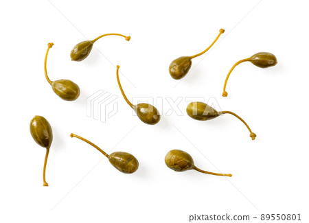 Set of pickled caper berries isolated on white background. Cutout of marinated caper fruits. Set of pickled caper berries isolated on white background. Cutout of marinated caper fruits. 89550801