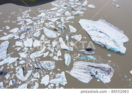 Global warming, aerial view of melting glacier, Iceland Global warming, aerial view of melting glacier, Iceland 89552063