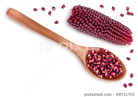 Purple corn or maize with seeds isolated on white background. Top view with copy space for your text. Flat lay. 89552705